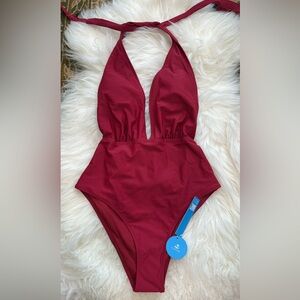New With Tags Cupshe Maroon One Piece Swimwear